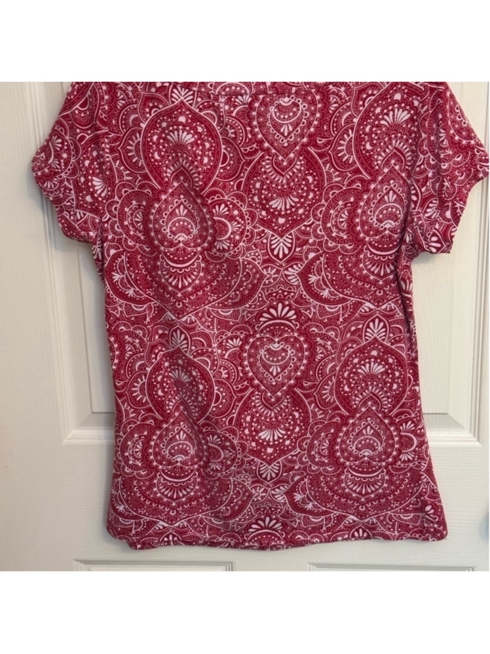 LOFT Red Paisley Print Top - Women’s Medium - Picture 3 of 6